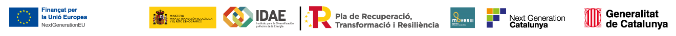 Logotipos oficiales del Programa MOVES III, IDAE y Generalitat de Catalunya
